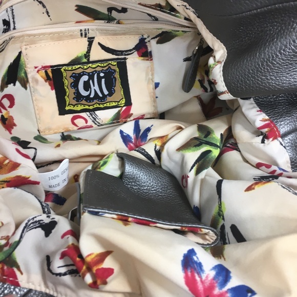 Chi by Carlos Falchi Leather Metallic Bag - Picture 8 of 16